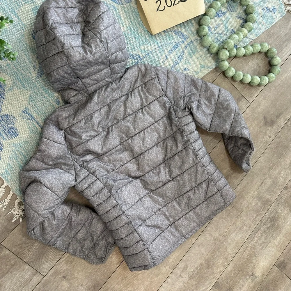 Gap Kids Girls XXL Hooded Zip Puffer Coat Jacket Gray Metallic with Pockets